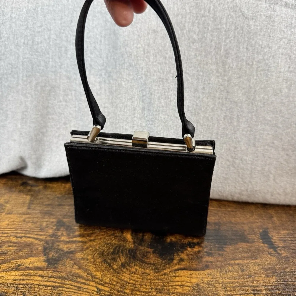 Vintage Nine West 90s Y2K Mini Purse Bag Black Top Clasp‎ Closure EUC